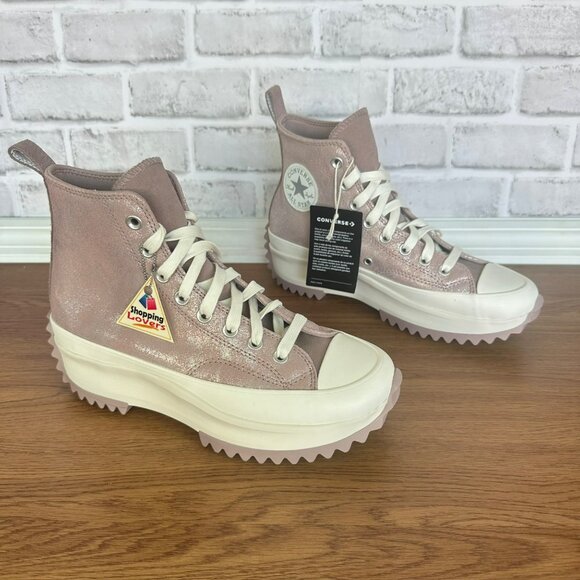 ⭐⭐Converse Run Star Hike Hi Platform Glitter Sz 8 Men's Shoes Suede Pink A11578C - Picture 2 of 9